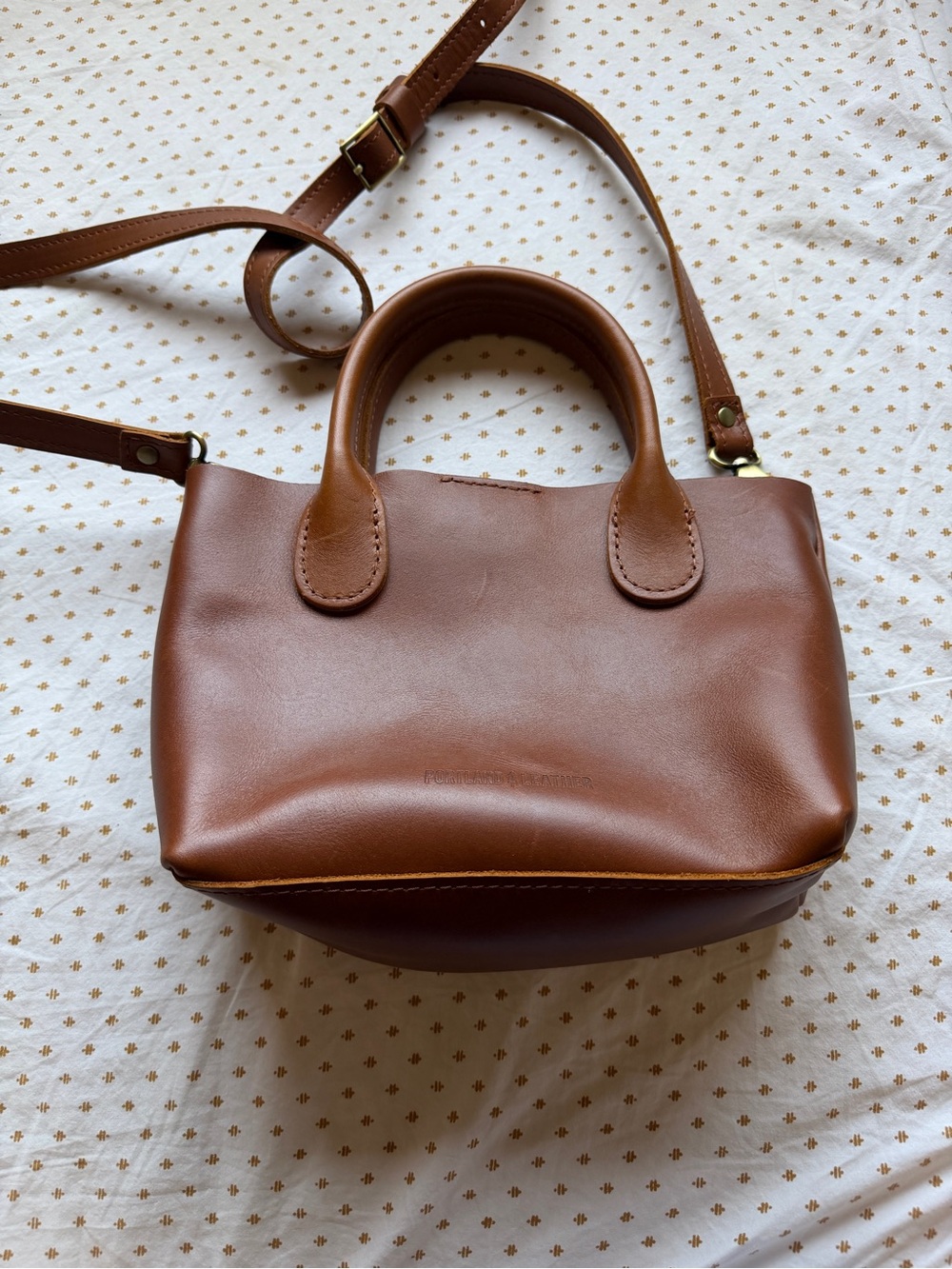 Portland Leather Goods Tote Crossbody Brown Mini - Picture 2 of 6